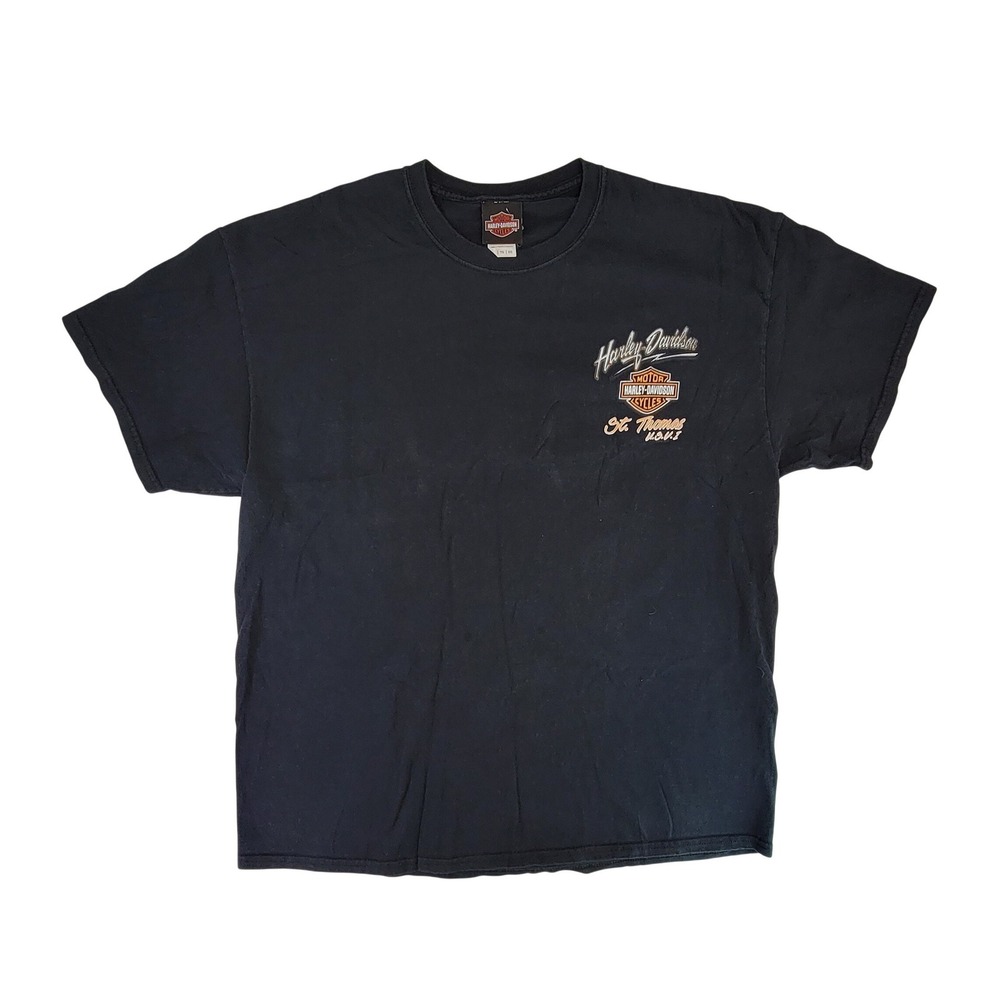 Harley Davidson St Thomas 2007 Mens‎ XL Black Graphic T Shirt Motorcycle